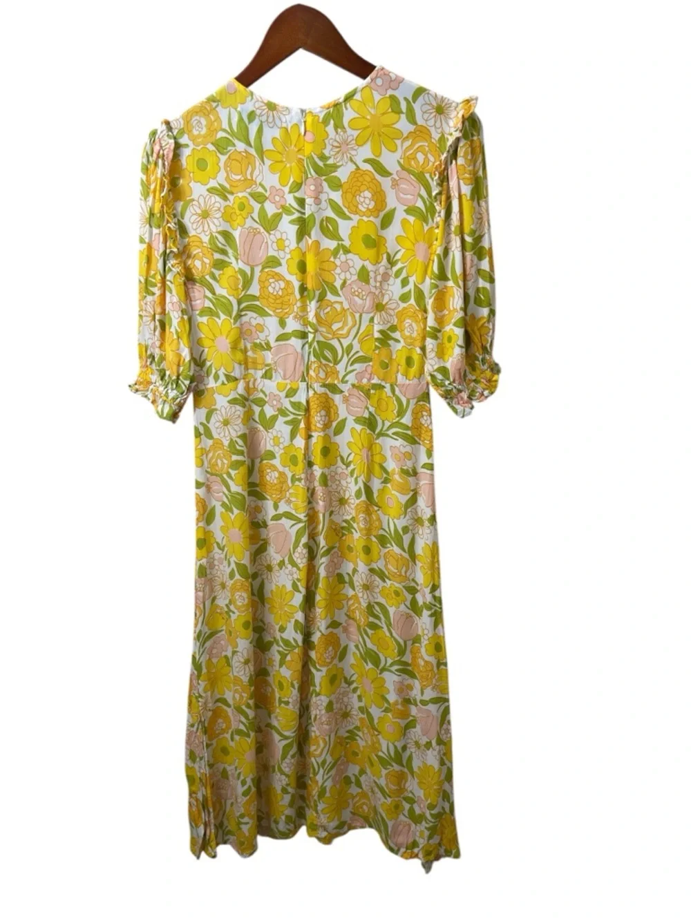 Faithfull the Brand Yellow Floral Jolene Midi Dress - Picture 3 of 8
